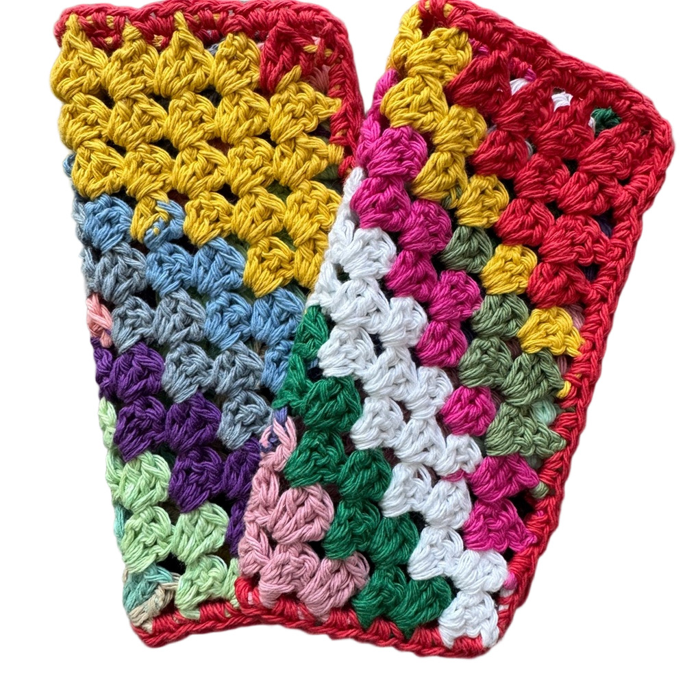 Crochet Washcloths, Dishcloths, Hot Pads, Trivets - Set of 2 100% Cotton Pretty!